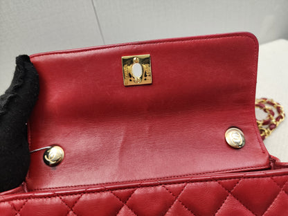 Chanel Red Lambskin Vintage Single Flap (GHW)
