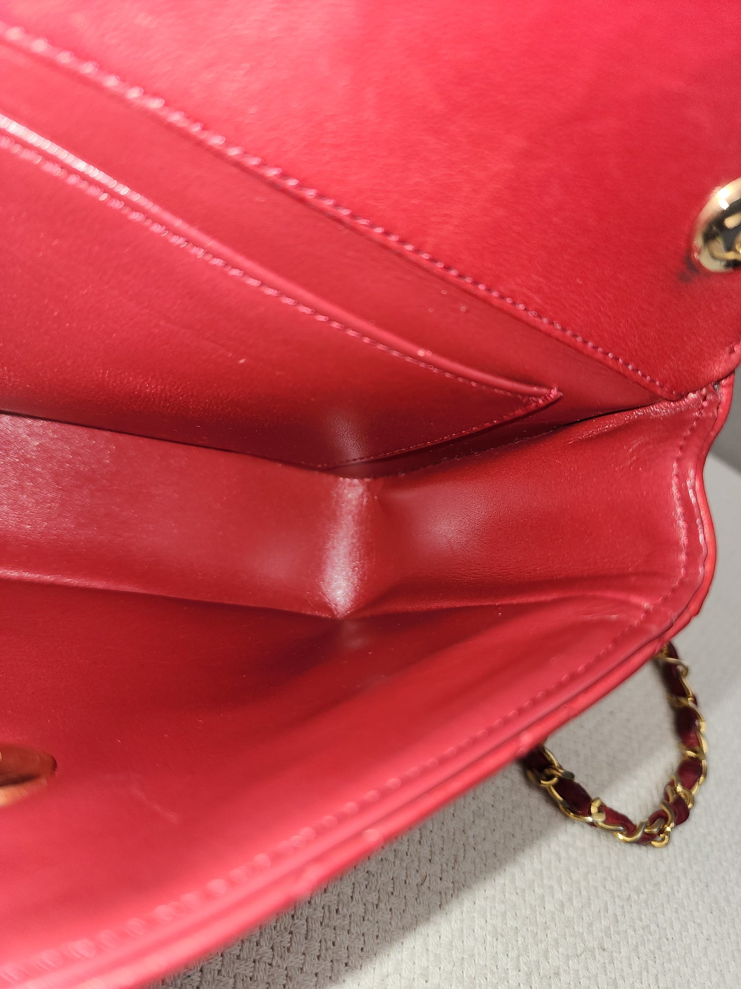 Chanel Red Lambskin Vintage Single Flap (GHW)