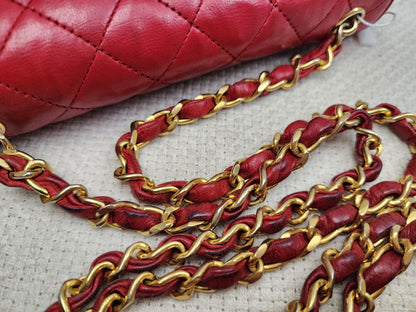 Chanel Red Lambskin Vintage Single Flap (GHW)