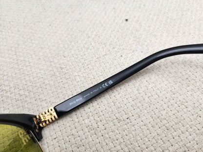 Miu Miu Yellow Aviator Style Acetate and Gold tone Sunglasses