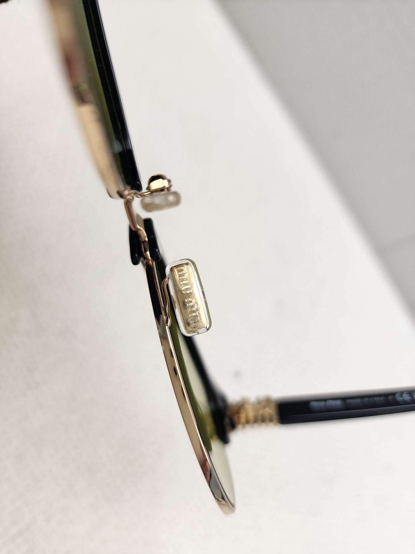 Miu Miu Yellow Aviator Style Acetate and Gold tone Sunglasses