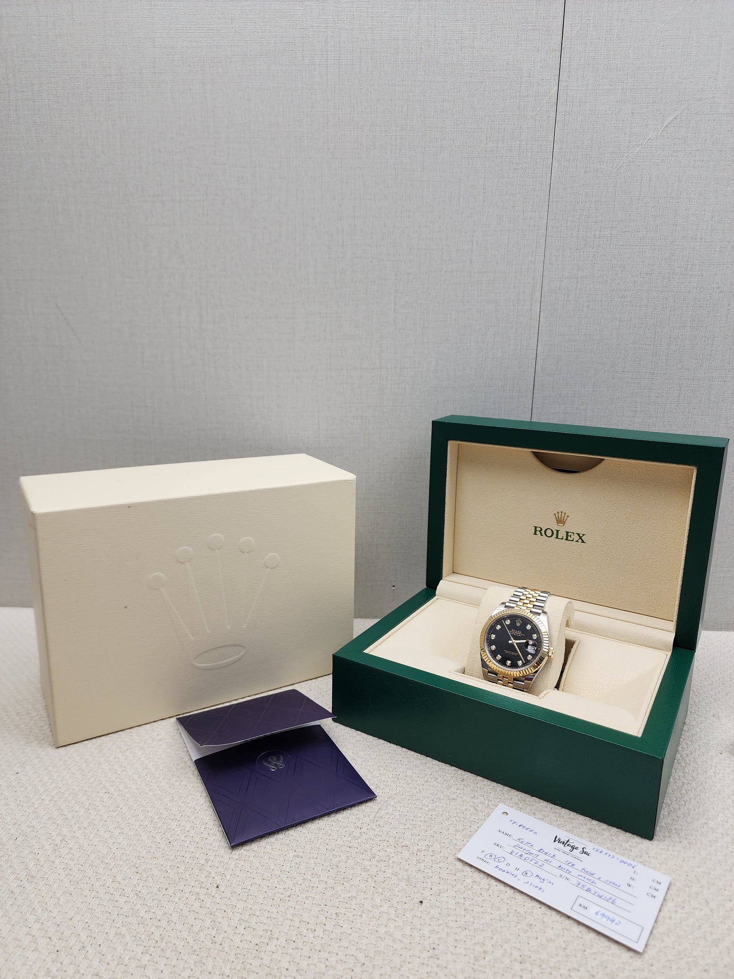Rolex Black 18K Gold x Steel Datejust 41mm Auto Watch 126333-0006