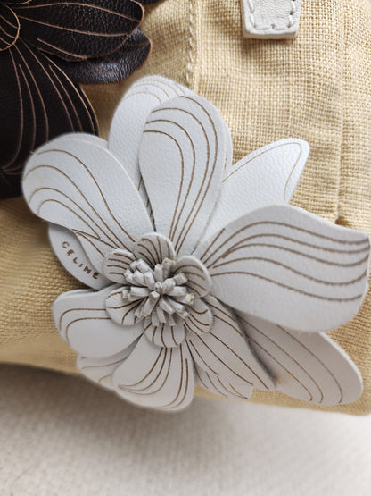 Celine Beige Floral Vintage Shoulder Bag