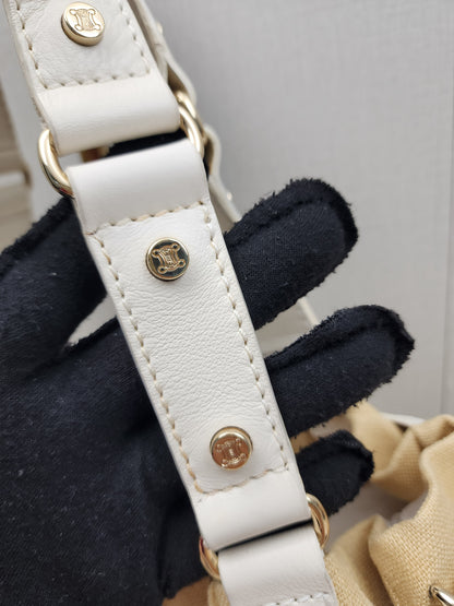 Celine Beige Floral Vintage Shoulder Bag
