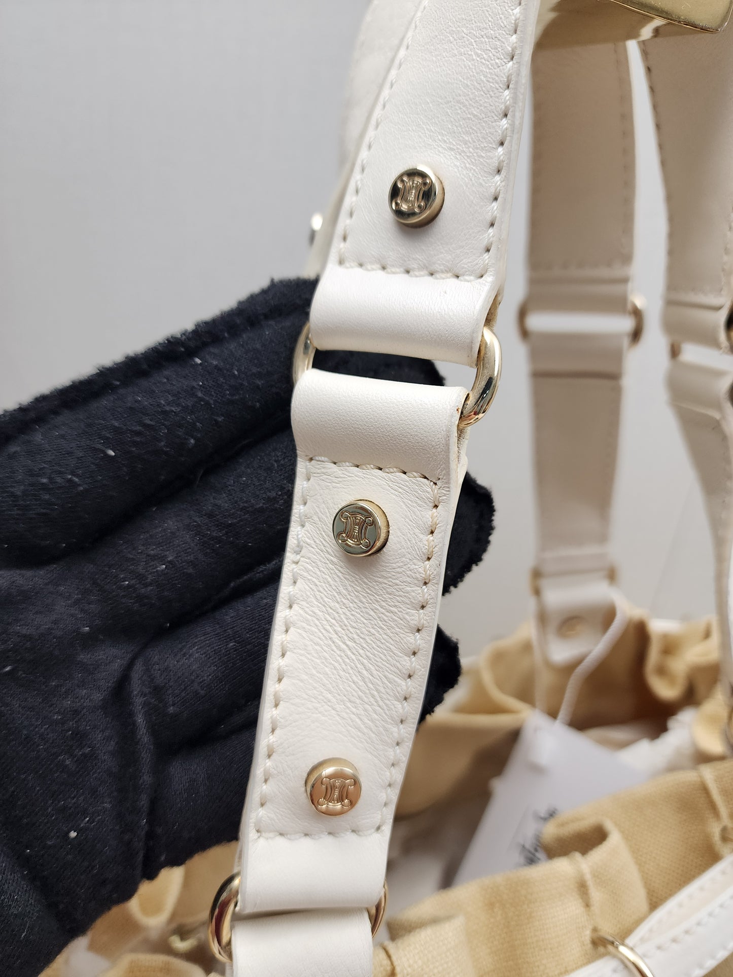 Celine Beige Floral Vintage Shoulder Bag