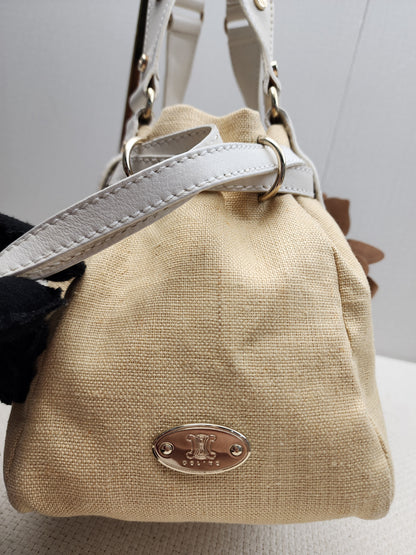 Celine Beige Floral Vintage Shoulder Bag