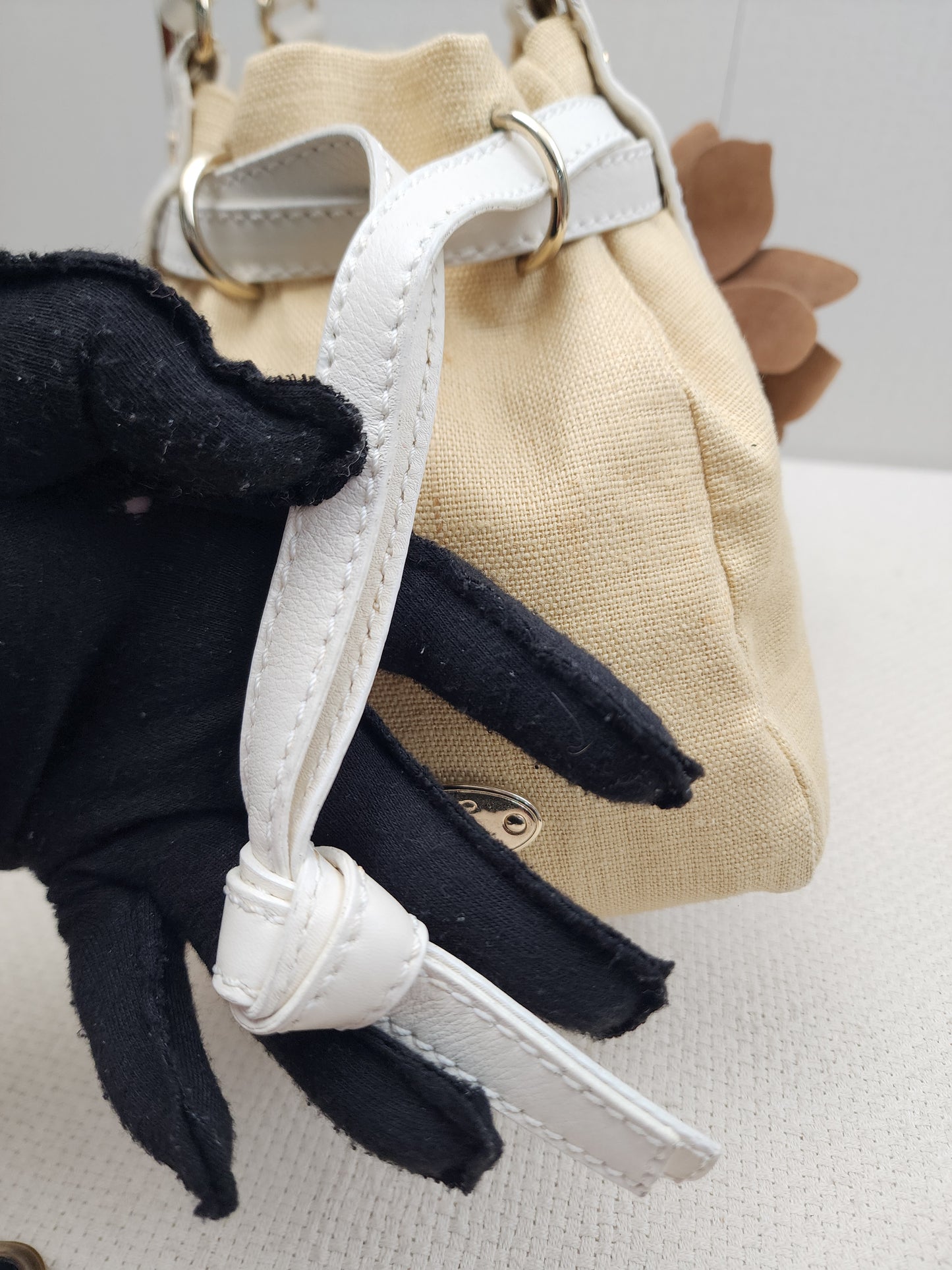 Celine Beige Floral Vintage Shoulder Bag