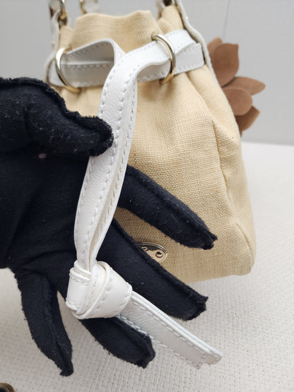 Celine Beige Floral Vintage Shoulder Bag