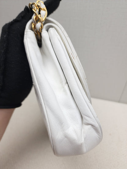 Chanel White Lambskin Vintage Half Moon Double Flap (GHW)