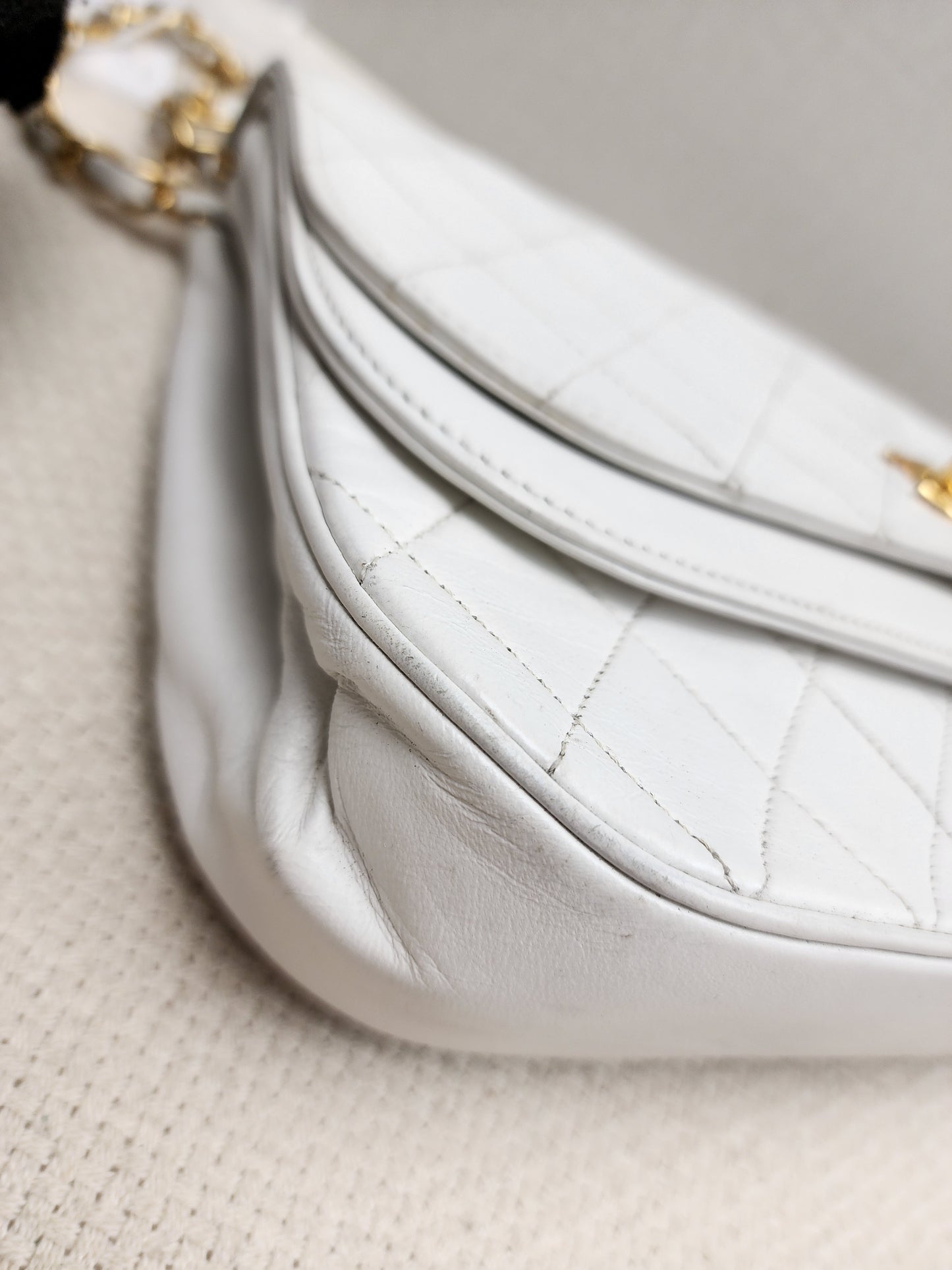 Chanel White Lambskin Vintage Half Moon Double Flap (GHW)