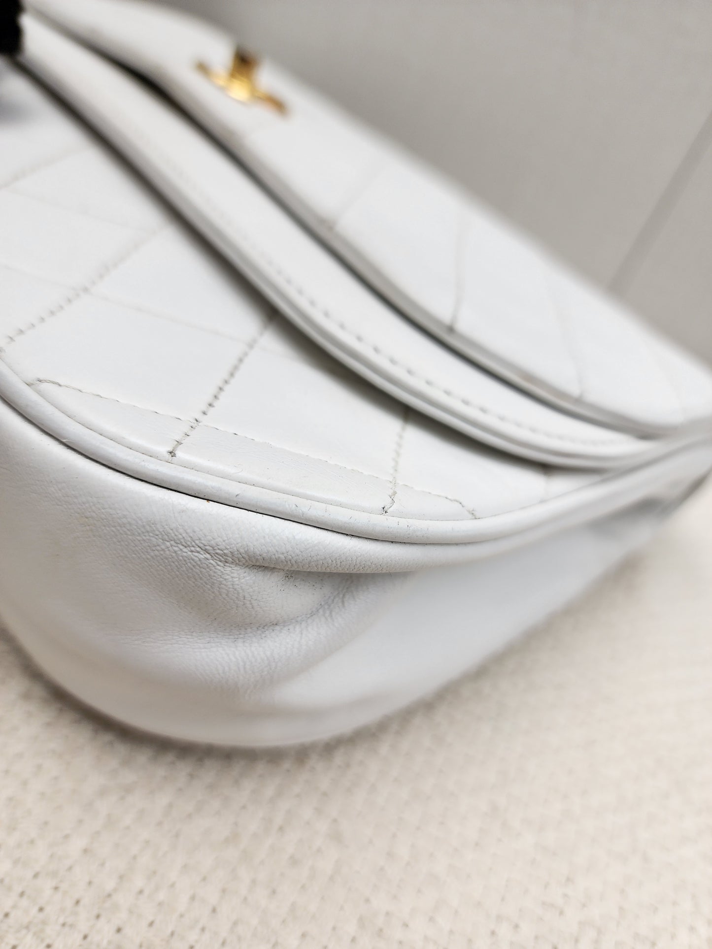 Chanel White Lambskin Vintage Half Moon Double Flap (GHW)