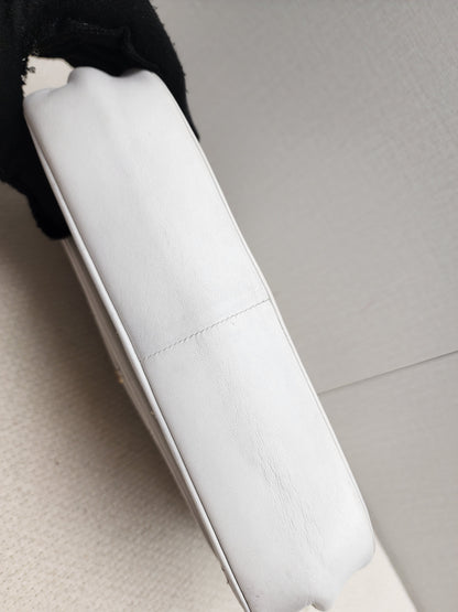 Chanel White Lambskin Vintage Half Moon Double Flap (GHW)