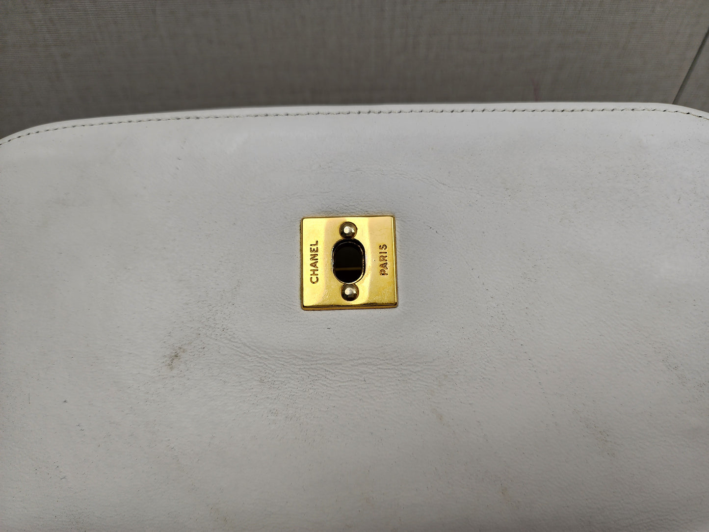 Chanel White Lambskin Vintage Half Moon Double Flap (GHW)