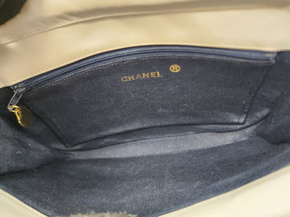Chanel White Lambskin Vintage Half Moon Double Flap (GHW)