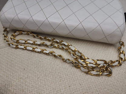 Chanel White Lambskin Vintage Half Moon Double Flap (GHW)