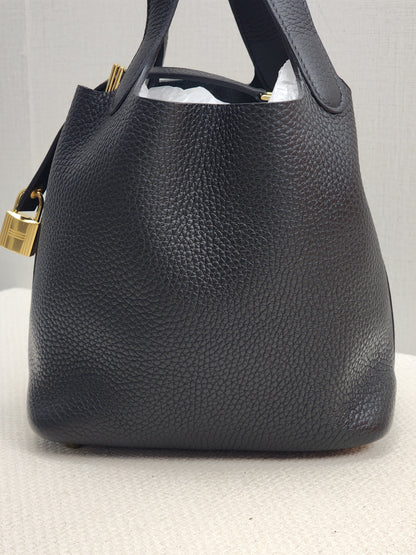 Hermes Noir Picotin 18 (GHW)