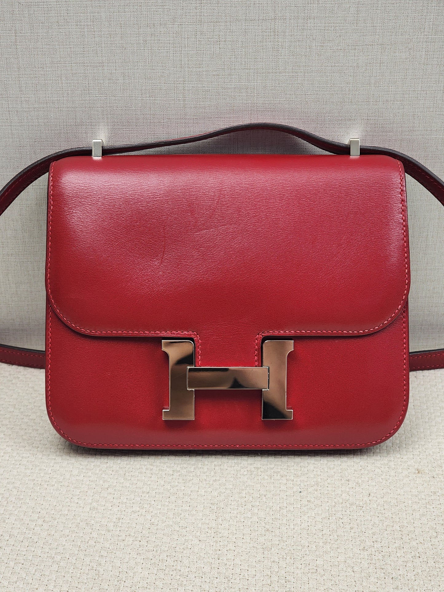 Hermes Rouge Vif Mini Constance (PHW)