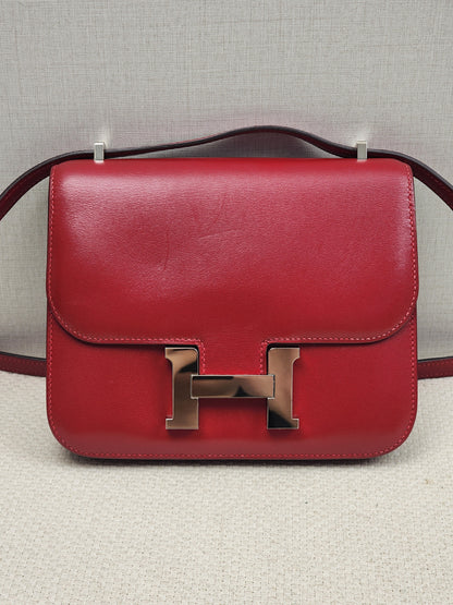 Hermes Rouge Vif Mini Constance (PHW)