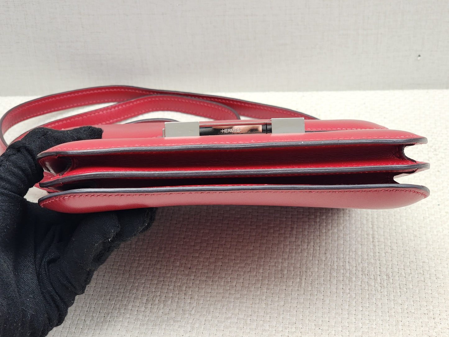 Hermes Rouge Vif Mini Constance (PHW)