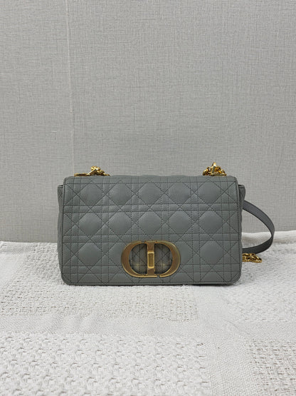 Dior Grey Calfskin Medium Caro (GHW)
