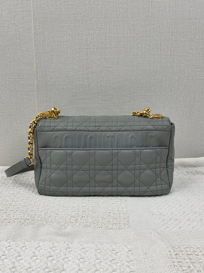 Dior Grey Calfskin Medium Caro (GHW)