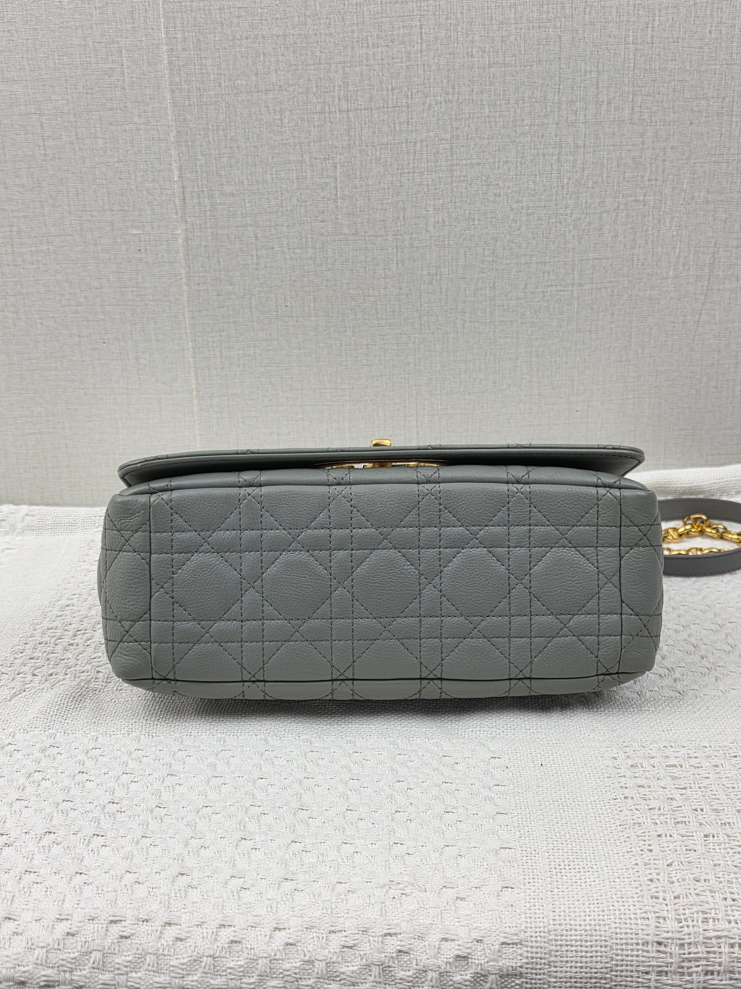 Dior Grey Calfskin Medium Caro (GHW)