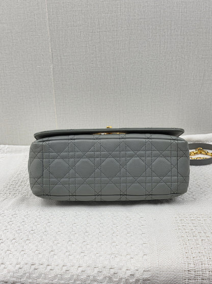 Dior Grey Calfskin Medium Caro (GHW)