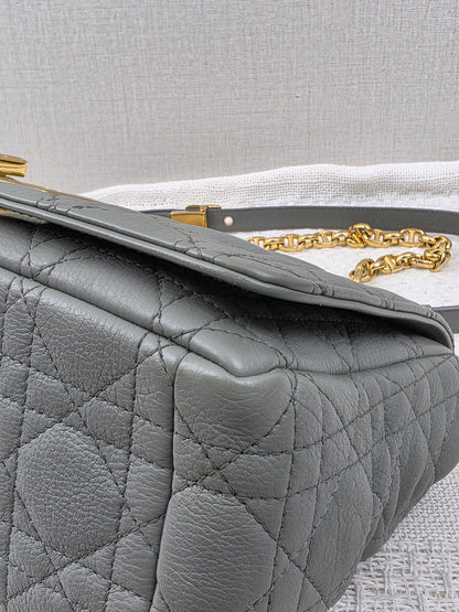 Dior Grey Calfskin Medium Caro (GHW)
