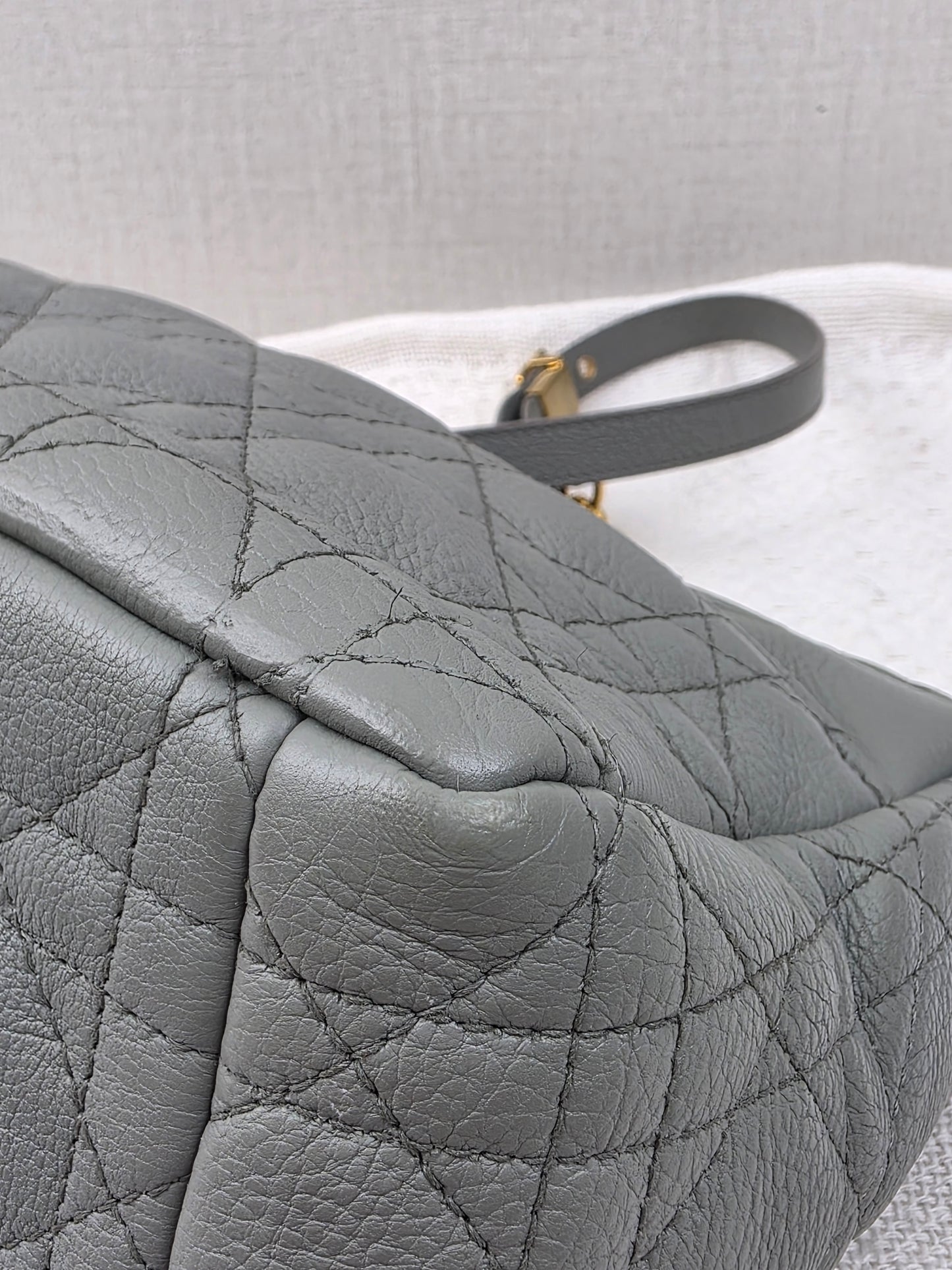Dior Grey Calfskin Medium Caro (GHW)