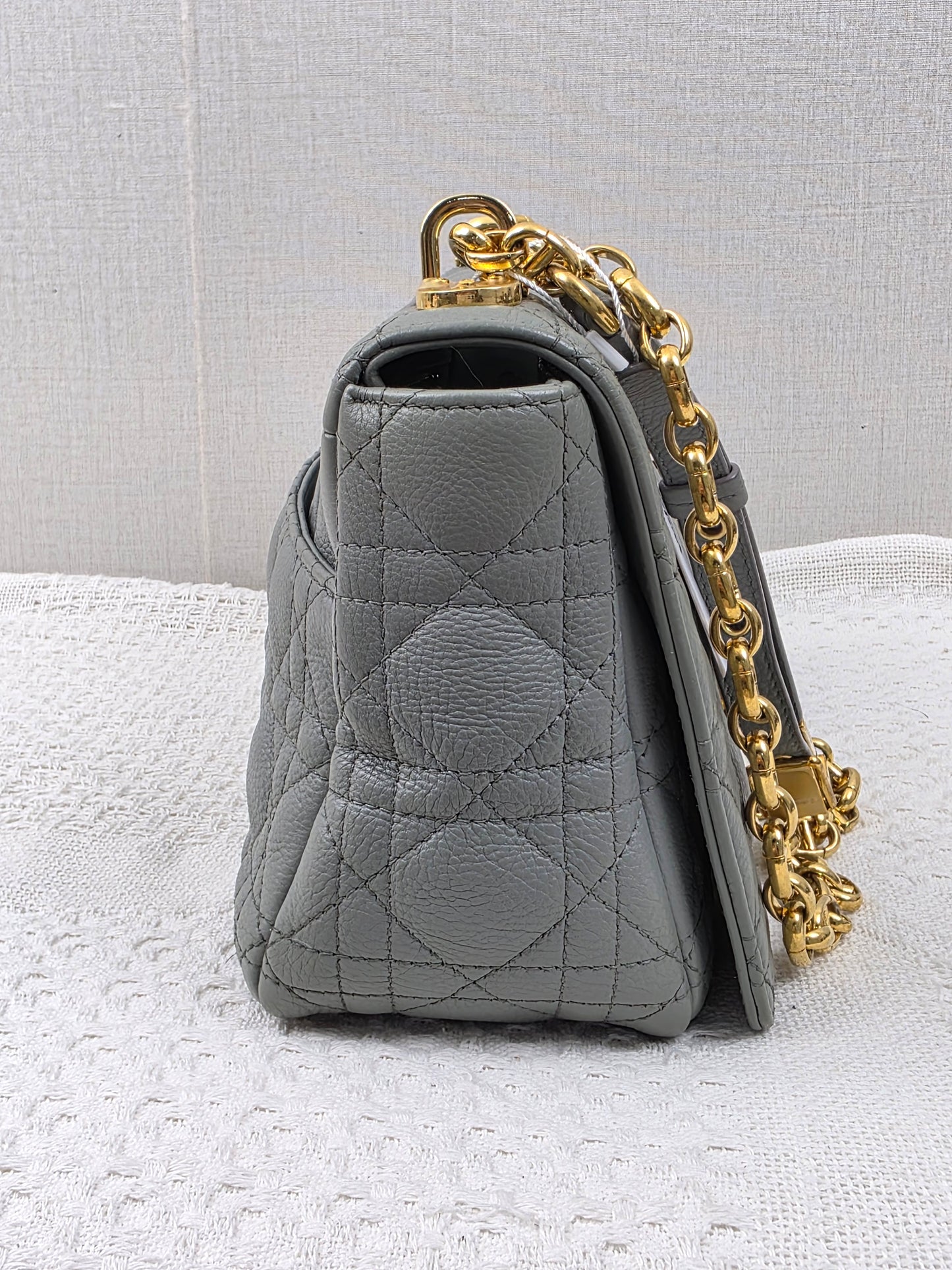 Dior Grey Calfskin Medium Caro (GHW)