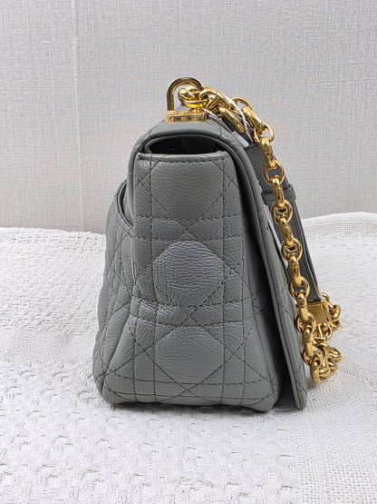 Dior Grey Calfskin Medium Caro (GHW)
