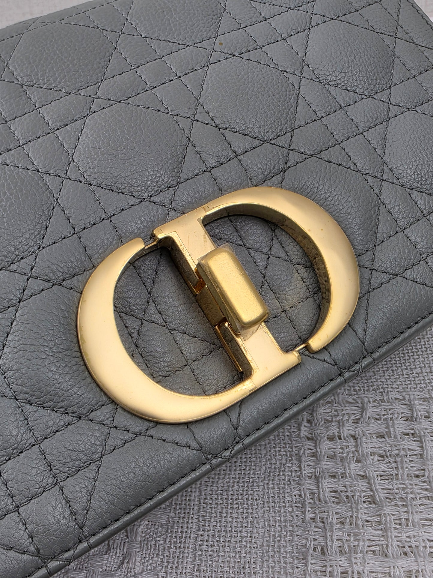 Dior Grey Calfskin Medium Caro (GHW)