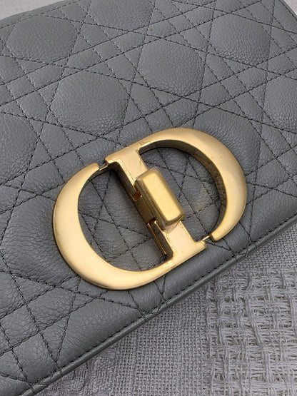 Dior Grey Calfskin Medium Caro (GHW)