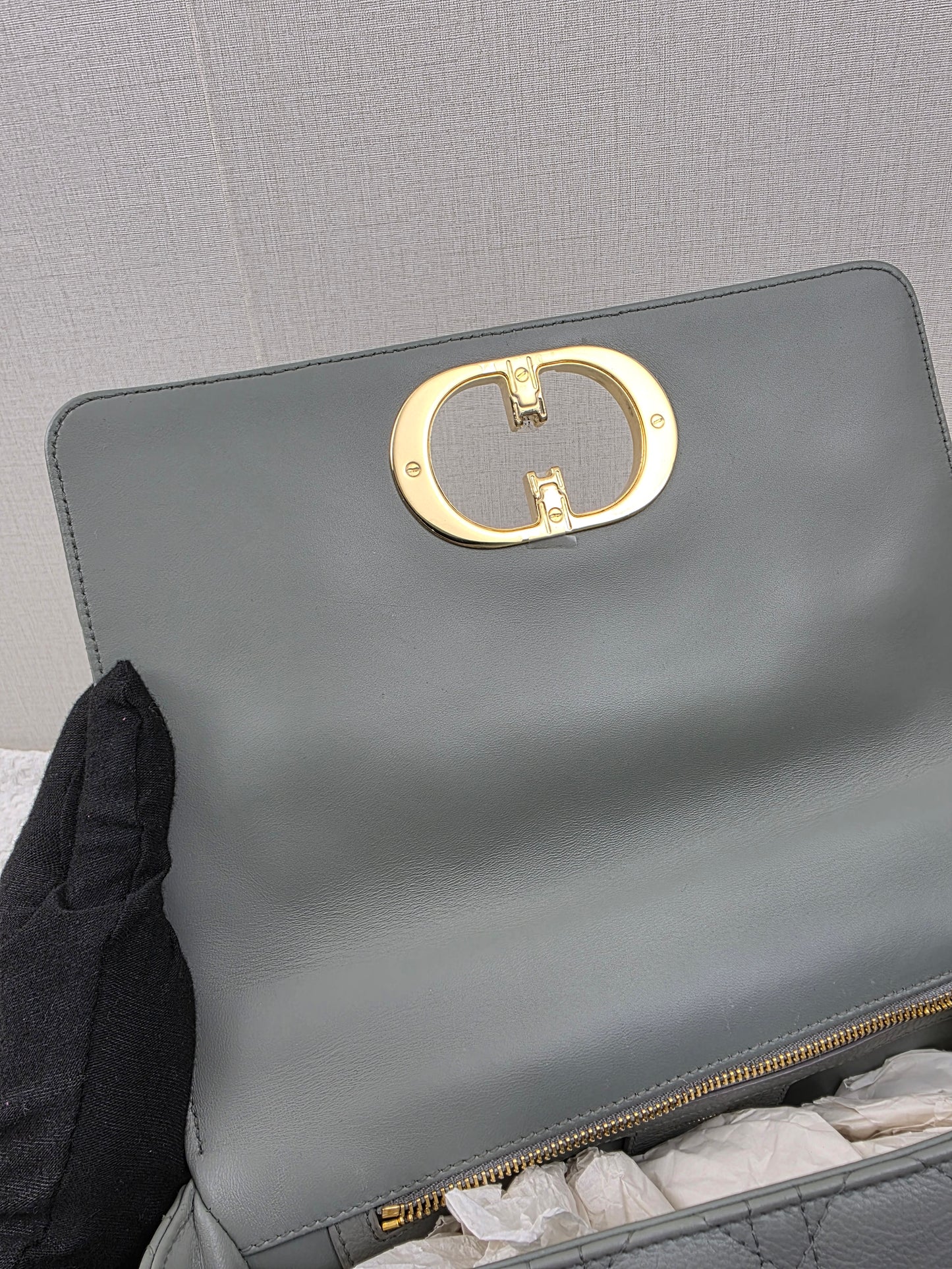 Dior Grey Calfskin Medium Caro (GHW)