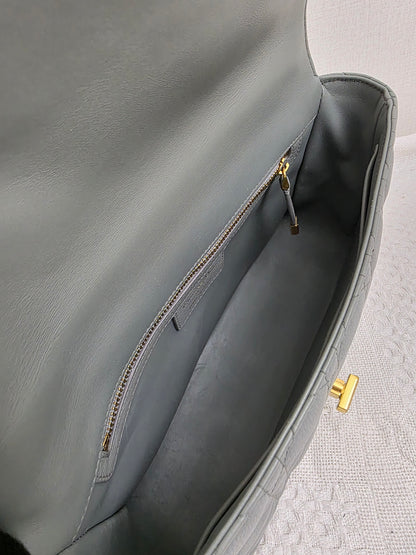 Dior Grey Calfskin Medium Caro (GHW)