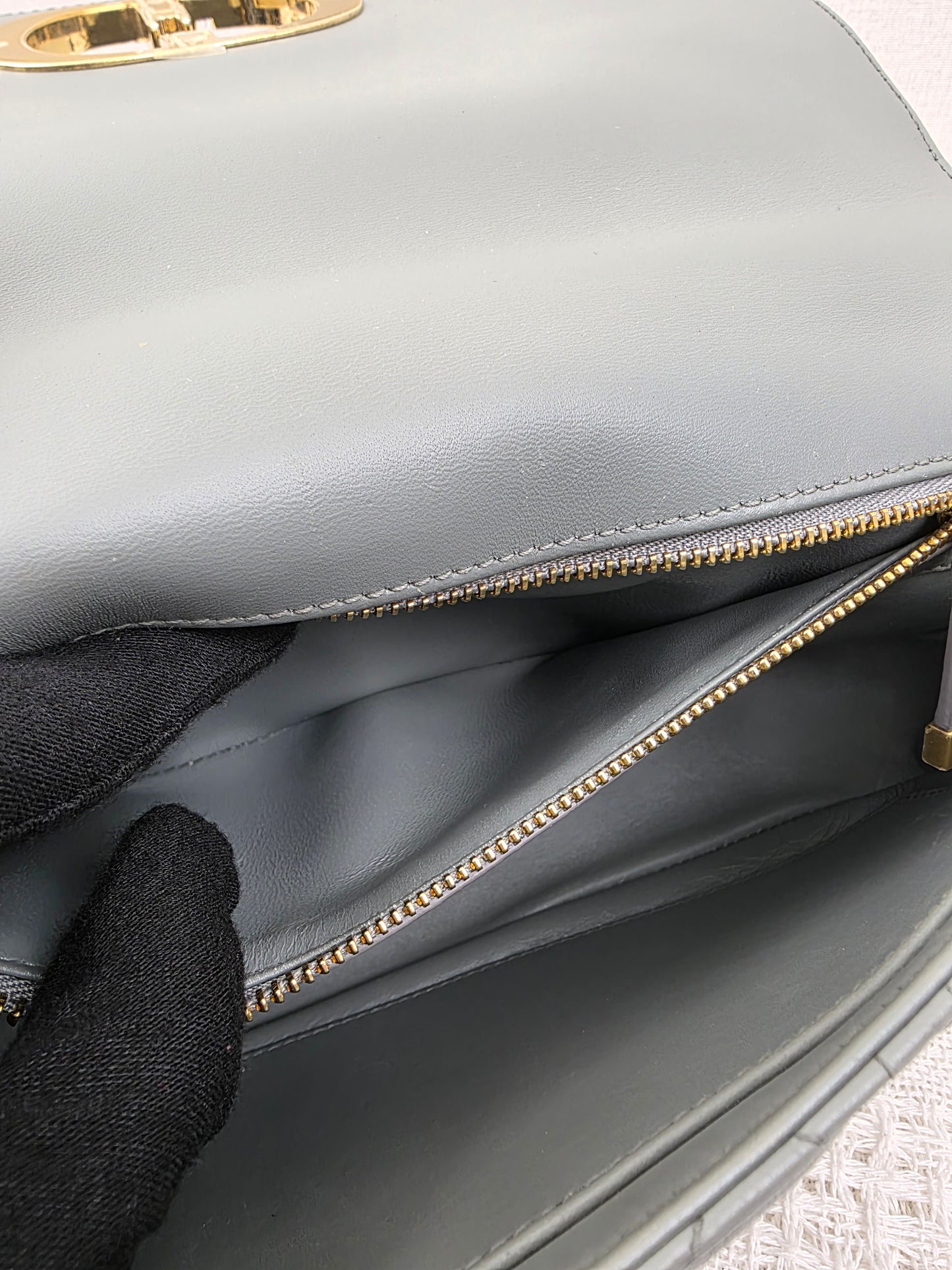 Dior Grey Calfskin Medium Caro (GHW)