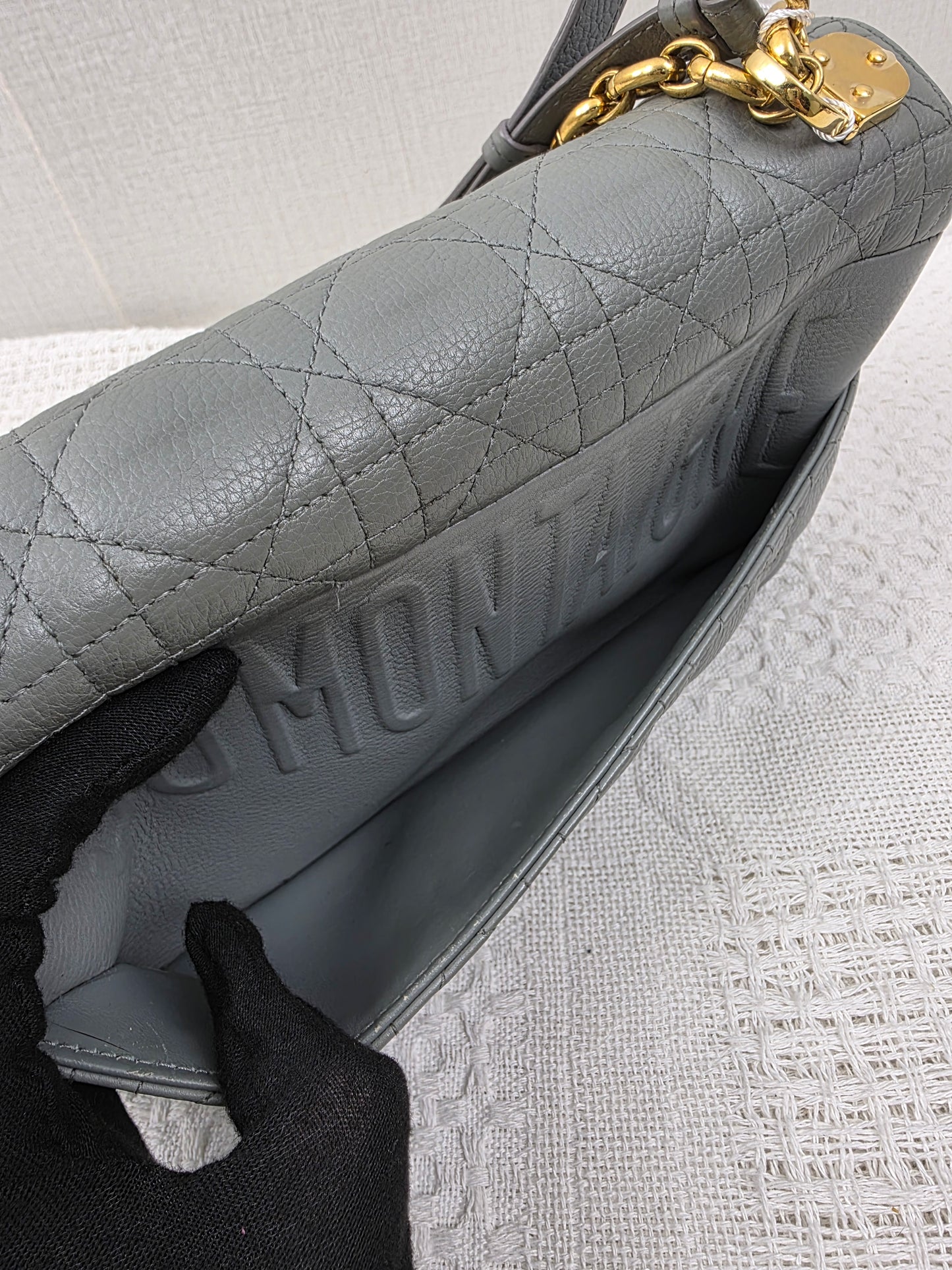 Dior Grey Calfskin Medium Caro (GHW)