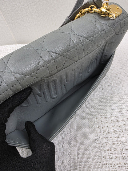 Dior Grey Calfskin Medium Caro (GHW)