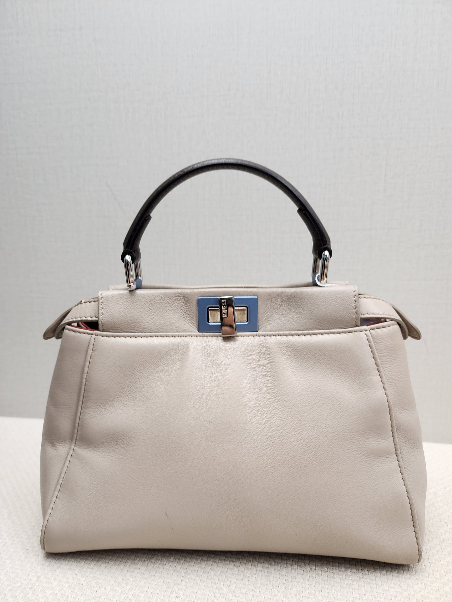 Fendi Dove Grey Nappa Colourblock Mini Peekaboo