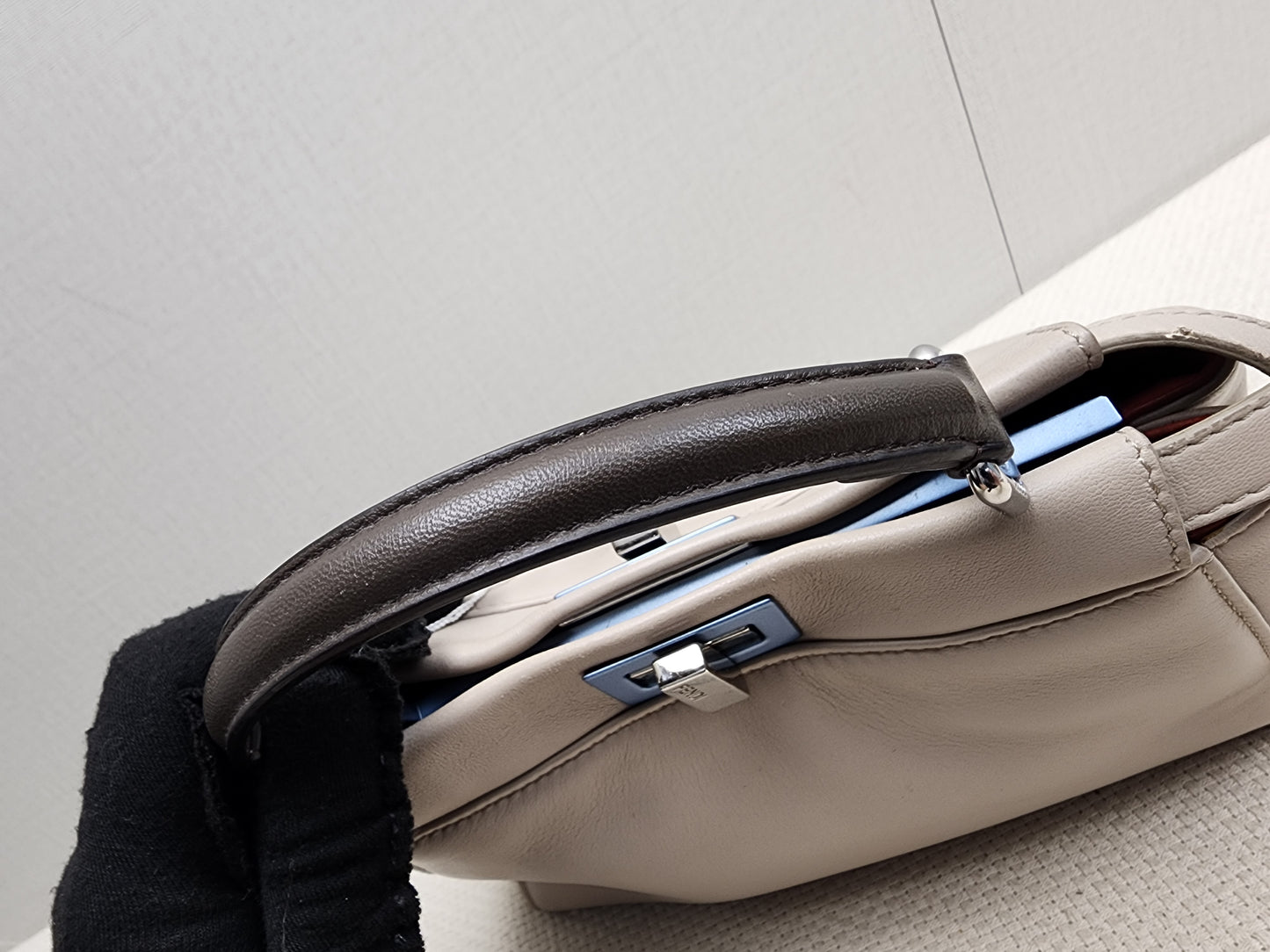 Fendi Dove Grey Nappa Colourblock Mini Peekaboo