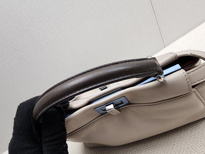 Fendi Dove Grey Nappa Colourblock Mini Peekaboo