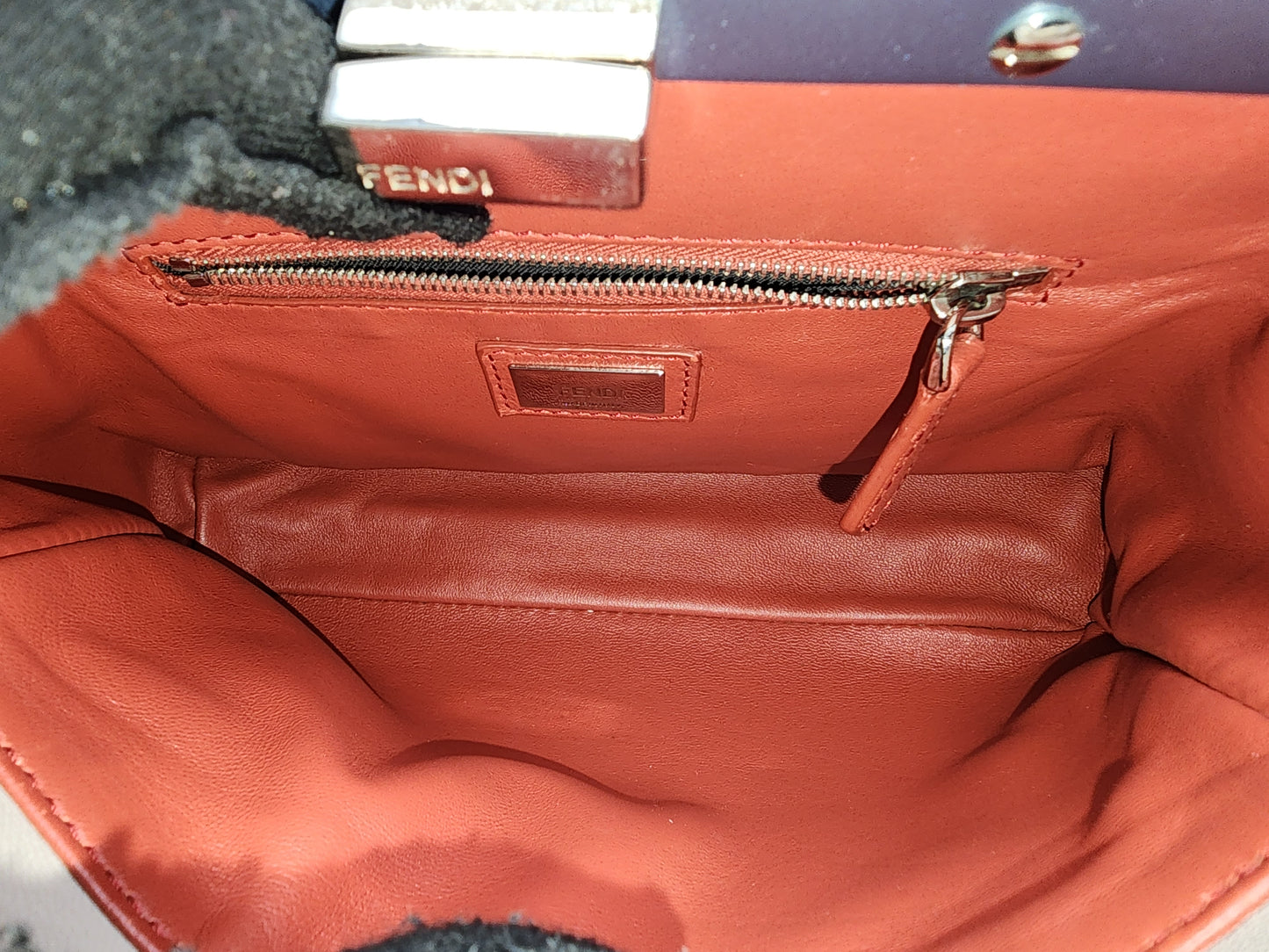 Fendi Dove Grey Nappa Colourblock Mini Peekaboo
