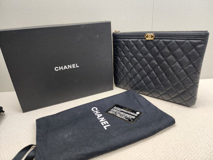 Chanel Black Caviar Medium Boy O’case (GHW)