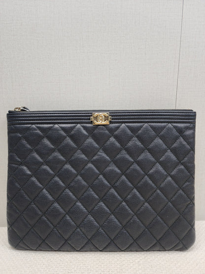 Chanel Black Caviar Medium Boy O’case (GHW)