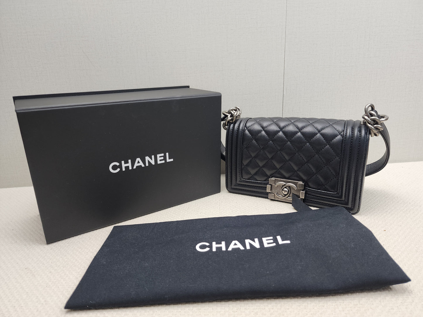 Chanel Black Caviar Small Boy (RHW)