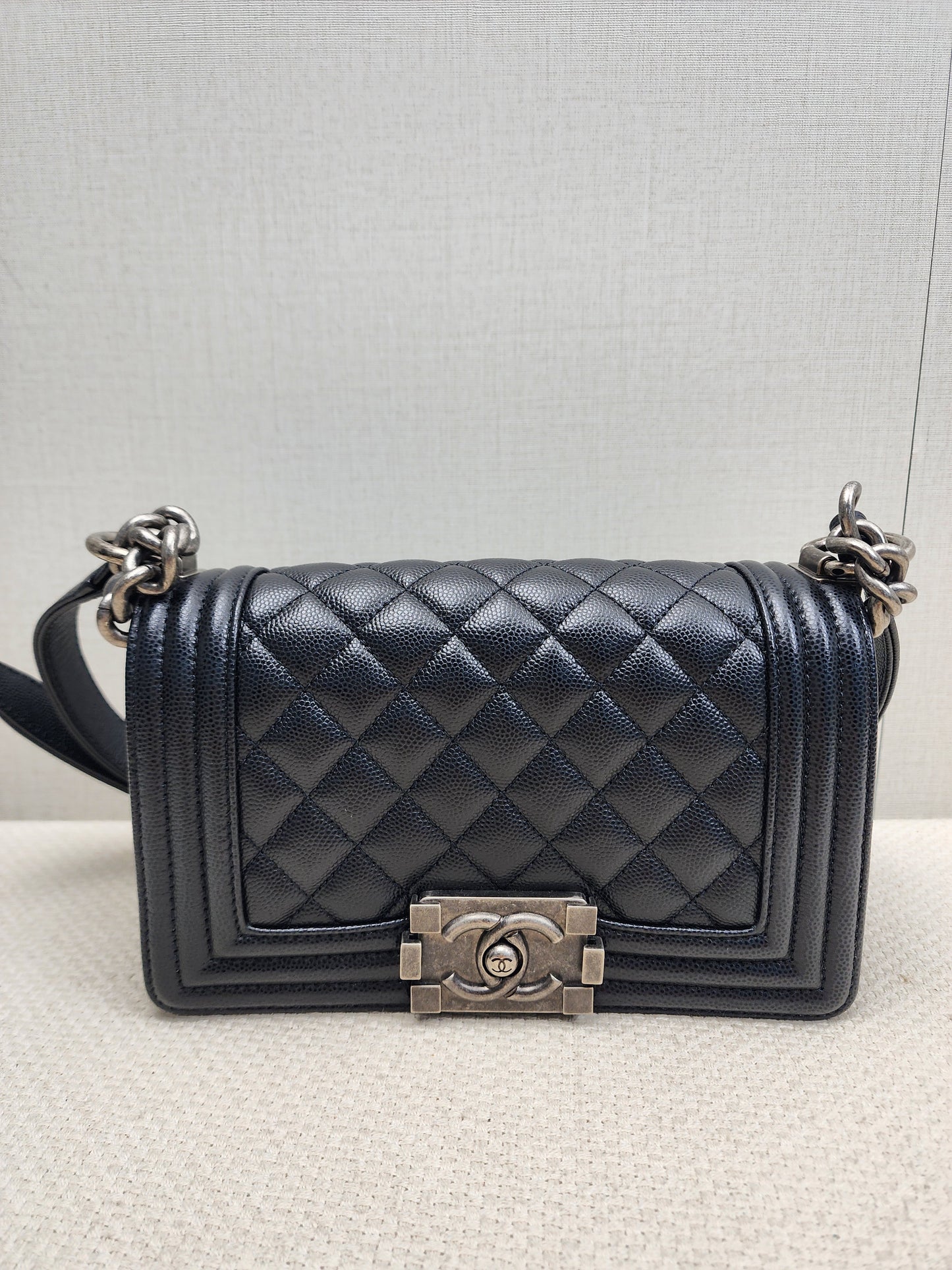 Chanel Black Caviar Small Boy (RHW)