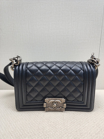 Chanel Black Caviar Small Boy (RHW)
