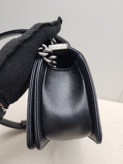 Chanel Black Caviar Small Boy (RHW)
