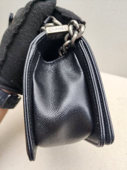 Chanel Black Caviar Small Boy (RHW)