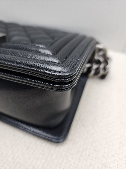 Chanel Black Caviar Small Boy (RHW)
